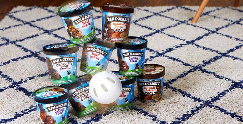 Pyramid of pints being used for bowling