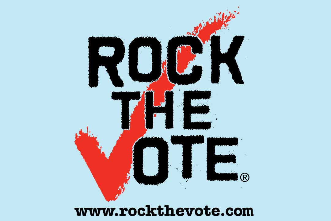 Sign with Rock the Vote and a red check mark
