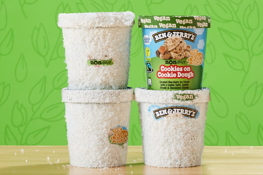 Frosted pints on a countertop